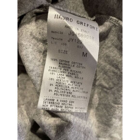 Mauro Grifoni Embroidered Tee Women’s Medium Short Sleeve Top Gray Black Shimmer - Picture 5 of 5